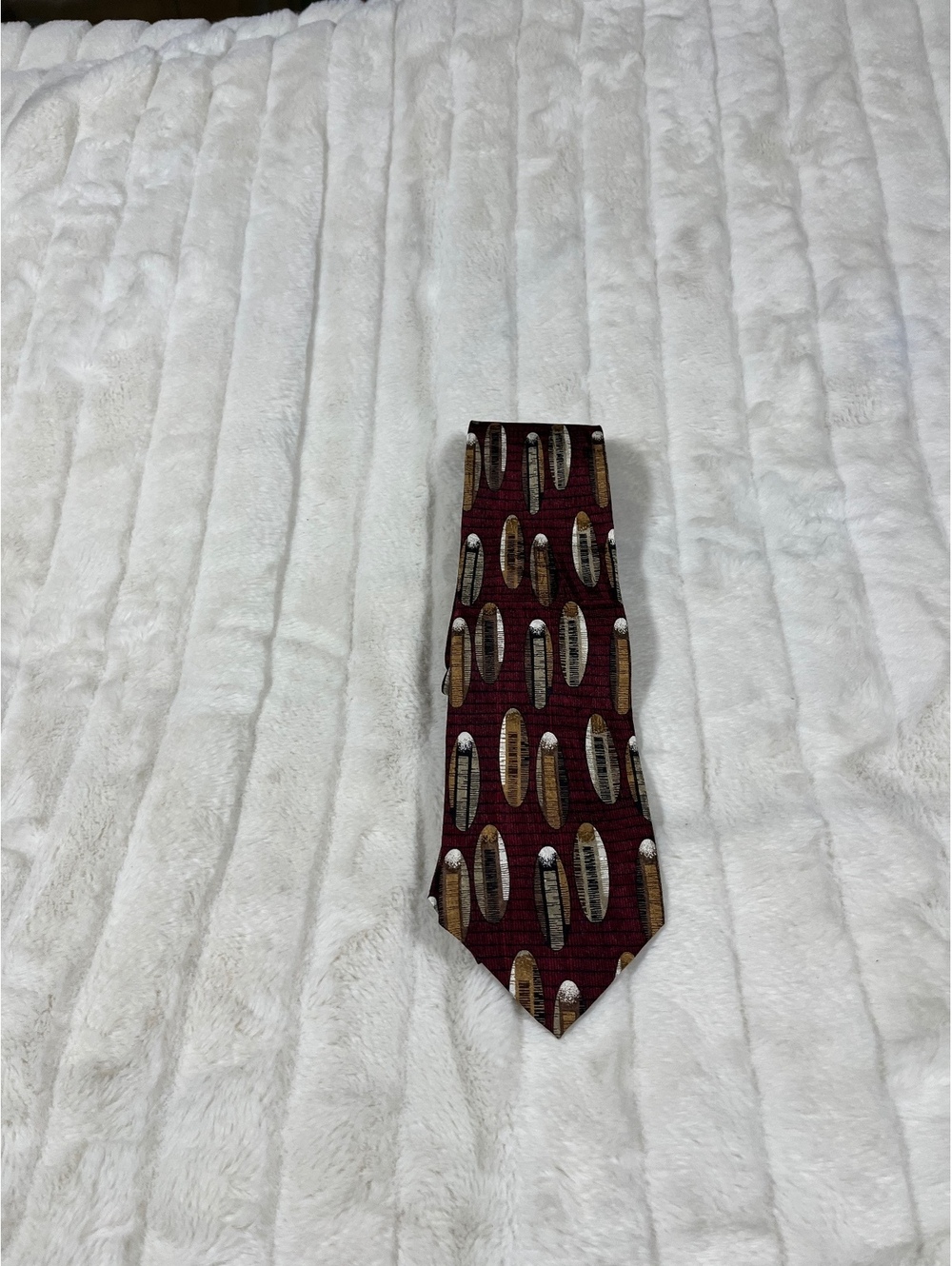 VTG Englund's Red Brown 100% Silk Men's Office Work Teacher Abstract Fall Tie